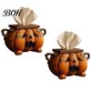 Decoratieve Papieren Servetdispenser Halloween Pompoen Tissuebox, Hars Gezichtsdoekjesdispenser, Unieke Handdoekhouder Creatief voor Keukenblad Feest