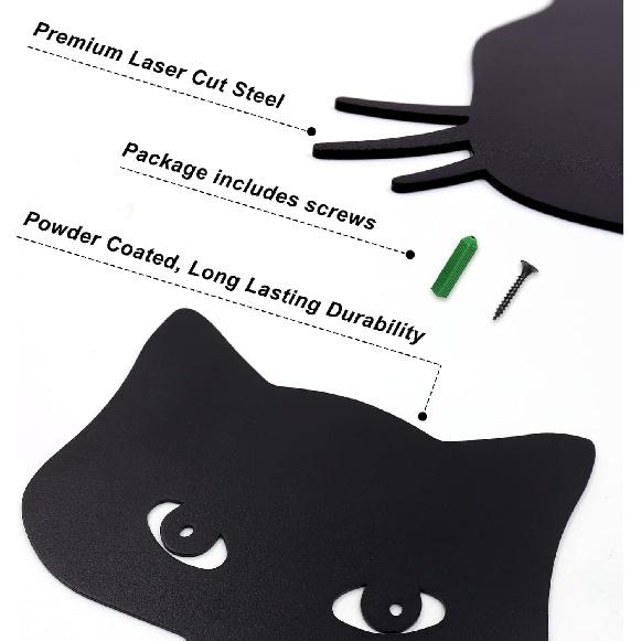 Qmetalart Black Cat Decorations Metal Garden Yard Art Decor Farmhouse Home Decor Outdoor Ornaments Décor Courtyard Lawn Gift Ideal for Cat Lovers