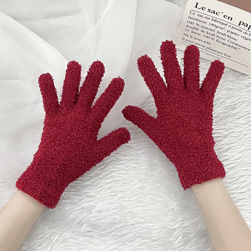 1Pair Anti Pilling Student Cute Writing Warm Gloves Gift Winter Fashion Coral Fleece Practicality Touchscreen Gloves Minimalist