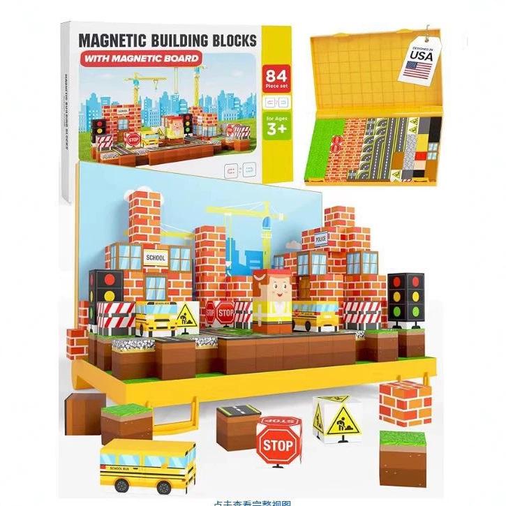 Magnetic Building Cubes: Educational Pink Castle Engineering Blocks