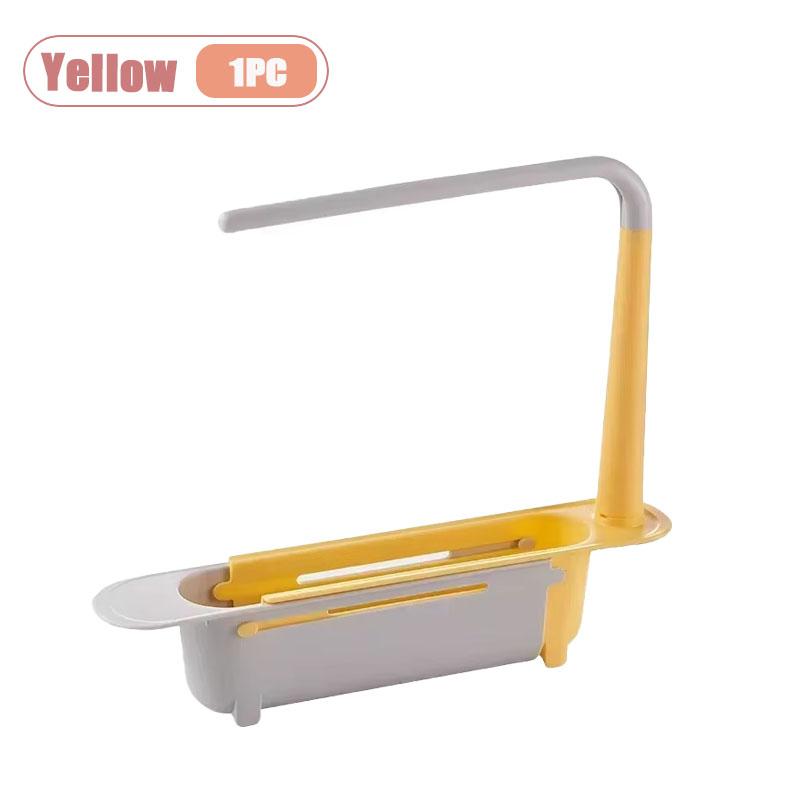 Telescopic Over Sink Organizer Rack Adjustable Kitchen Storage Tray for Soap Sponge Towel with Ventilated Design Drain Rack