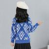 Girls' jacquard mink fur pullover sweater