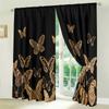 2pcs Black Golden Butterfly Printed Curtains, Modern Art Vintage Fluttering Butterflies Shading Curtains For Bedroom Living Room