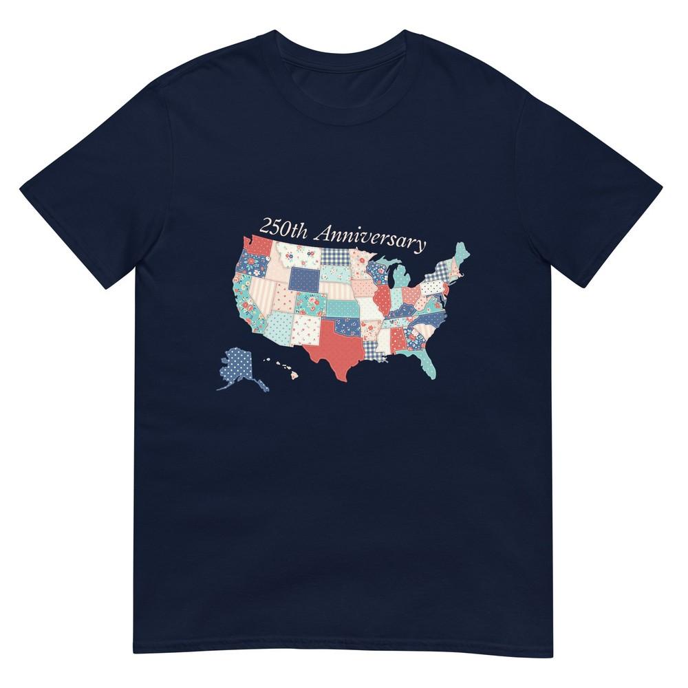 Usa 250th Anniversary Patchwork Map Patriotic 4th Of July Tshirt S