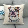 Housse de coussin en lin Motifs Bouledogues Carlins Style Chien Bull Terrier Décoration de Maison Salon Canapé Coussins d'appoint Housse 45X45cm