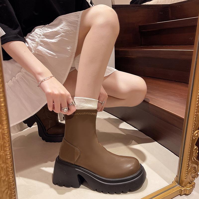 Retro versatile heightening British style thick-soled Martin boots women's 2025 new autumn small slim short boots