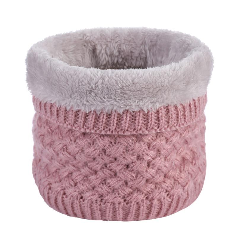 Winter Solid Color Velvet Neck Cover Female Cycling Knitted Wool Cover Neck Thickened Scarf Warm Scarf Autumn and Winter Windproof