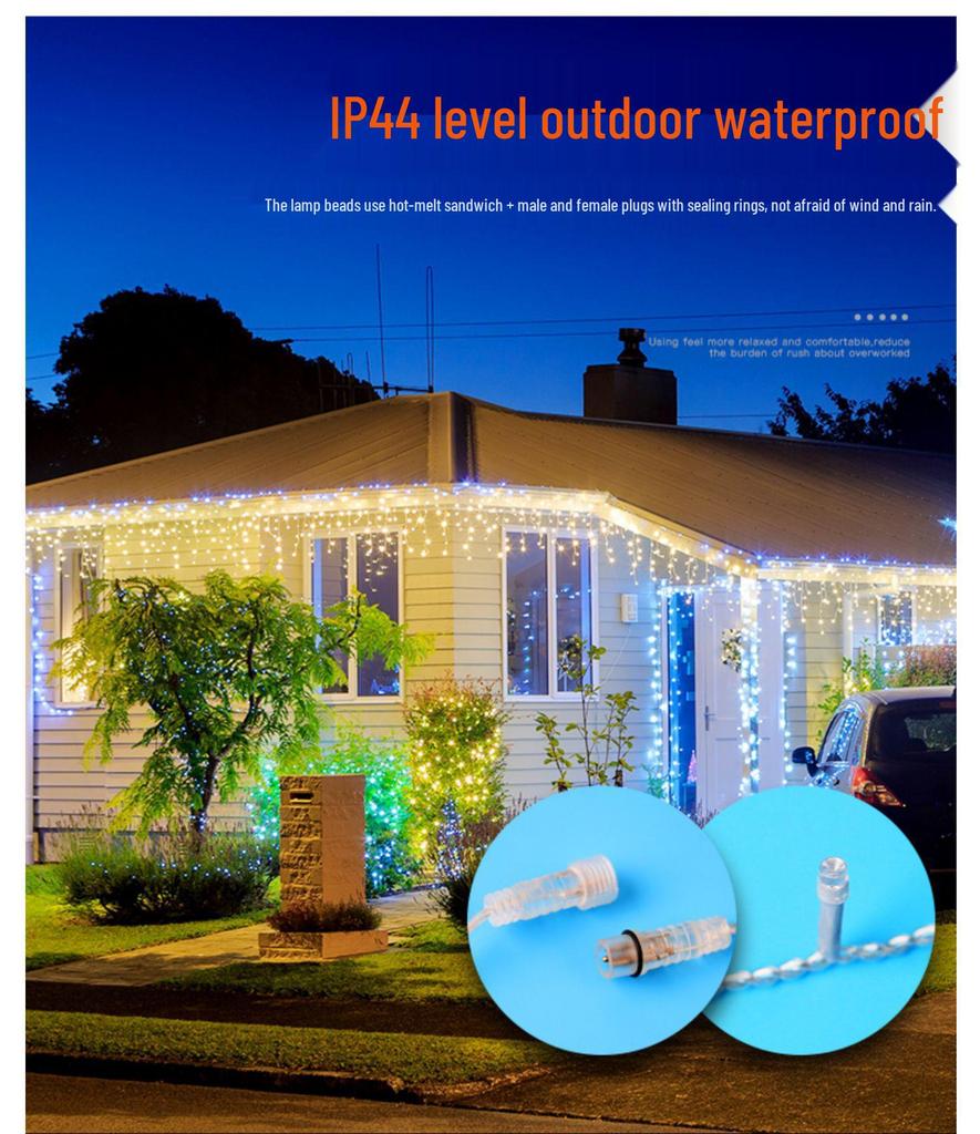 Cross-border Waterproof LED Outdoor Twinkling String Lights for Courtyard and Decorative Waterfall Lighting