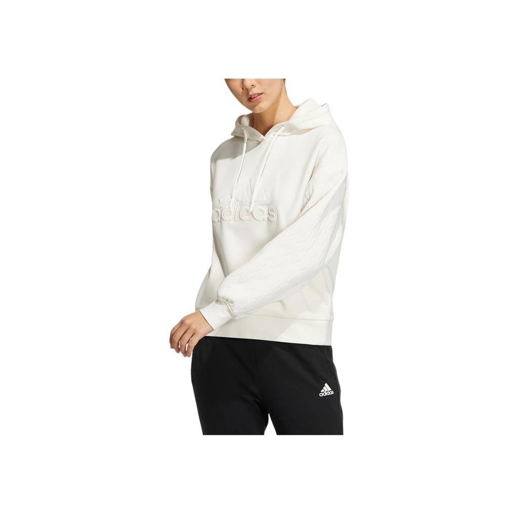Adidas Essential Logo Embroidered Hoodie Women Tops White HM7104