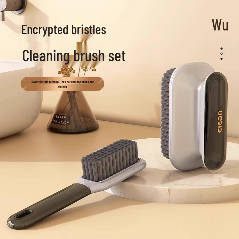 Soft Bristle Shoe Brush - Gentle On Shoes, Multi-Functional Long Handle for Laundry and Cleaning.
