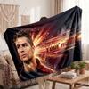 Coperta Personalizzata in Pile Cristiano Ronaldo con Logo Calcio, Testo Nome Personalizzato Morbida Calda Coperta da Divano per la Casa