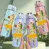 1PC Zebra Ballerina Cartoon Character 750ml Color Plastic Sports Water Bottle Leakproof Flip Straw Lid Suitable for Sports Office Home Use