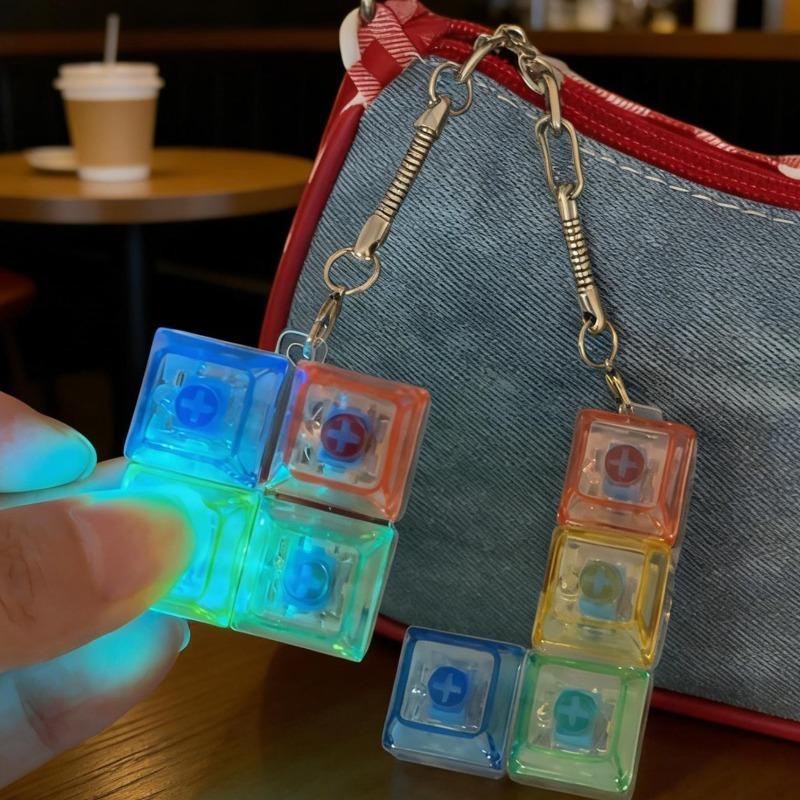 4 styles Tetris Fingertip Press Decompression Creative Luminous Keyboard Keychains Pendant Toy
