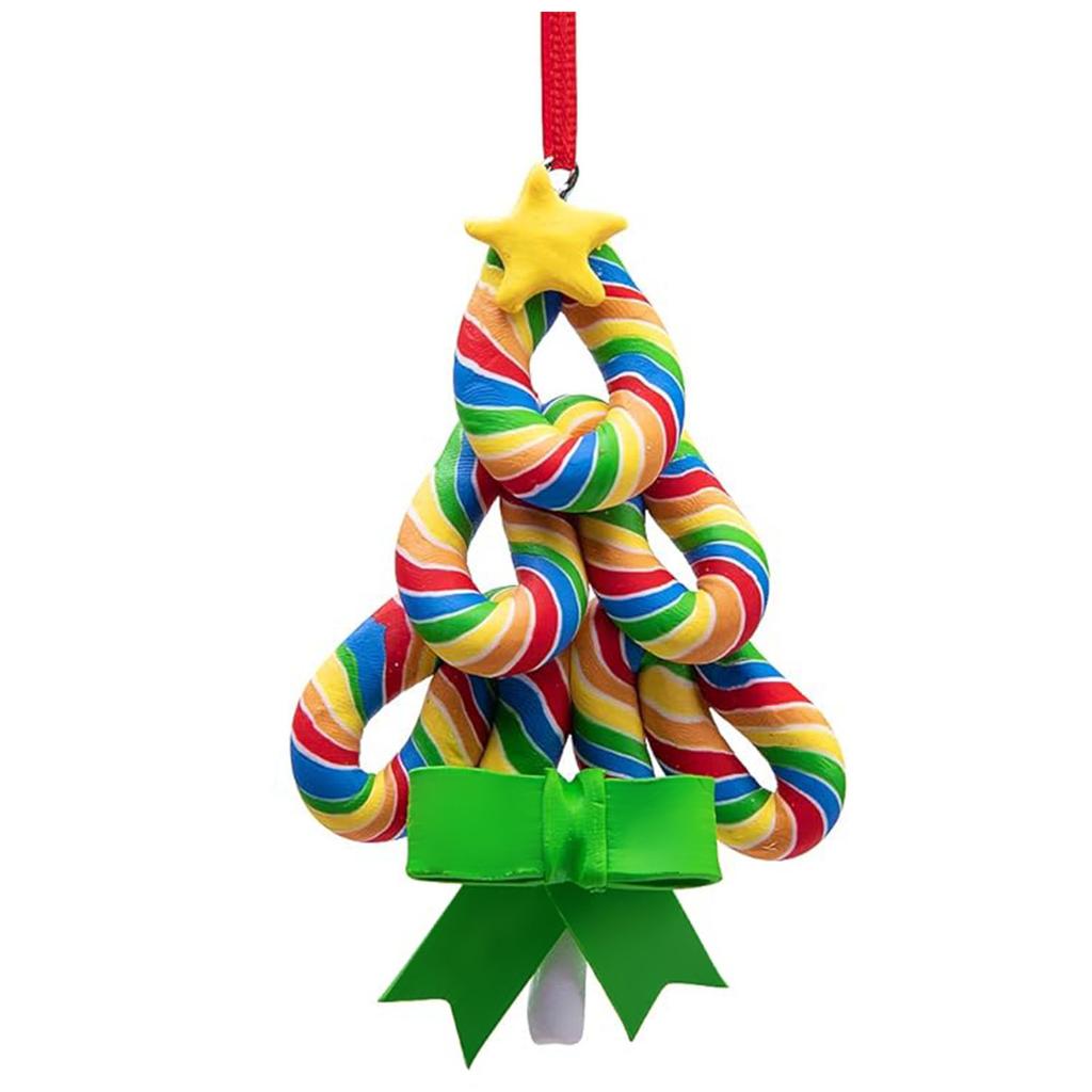 Christmas Lollipop Ornaments- Rainbow Lollipop Hanging Ornaments- Christmas Candies Polymer Clay Ornament for Xmas Tree