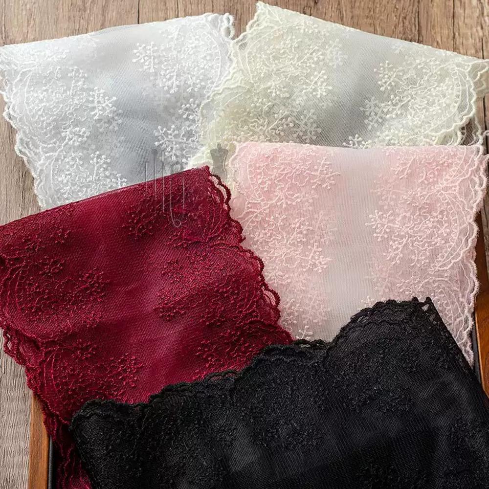 2Yards Embroidery Pink Black Tulle Lace Trim DIY Lingerie Sewing Mesh Lace Fabrics 16CM Wide