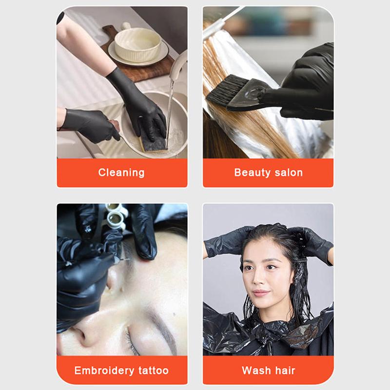 Hair Dye Glove Professional For Hair Styling And Dyeing Thick Latex Black Corrosion Resistance High Elasticity Hairdressing Tool