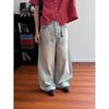 American Retro Cleanfit Washed Scimitar Jeans Men's and Women's Old Fringed Edge Versatile Casual Trousers