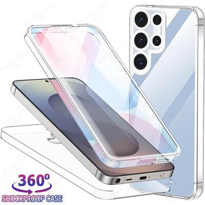 Przezroczyste etui ochronne 360° na cały korpus telefonu dla Samsung S26 Ultra S24 Plus S23 FE S22 S21 S25 Ultra Osłona z amortyzatorem wstrząsów na ekran