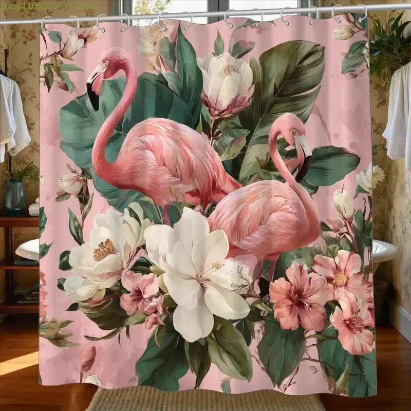 1 Exotic Party Shower Curtain | Polyester Sateen, Unlined, 180*180cm, Includes 12 Hooks, Universal Holiday Decor