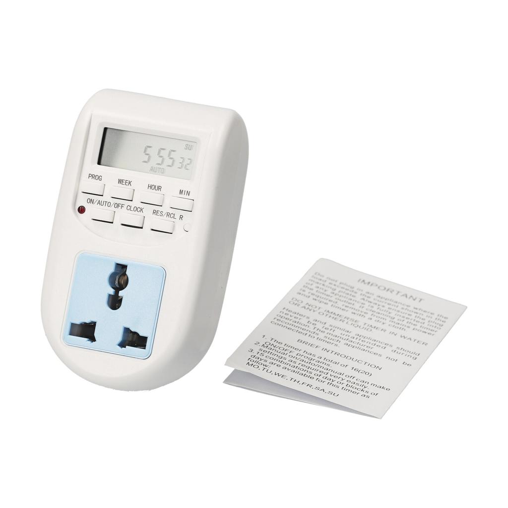 Plug in Digital Timer Switch Weekly Programmable Electrical Timer Outlet 16 Independent ON  OFF Programs for Home