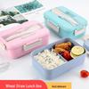Wheat Straw Bento Lunch Box with Cutlery - Portable, Sealed, Compartmented for Students & Office Workers