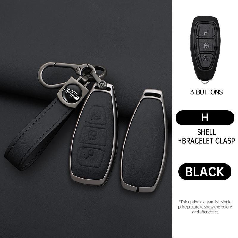 Zinc Alloy Leather Full Cover Car Key Case for Ford Focus 3 4 ST Mondeo MK3 MK4 Fiesta Fusion Kuga 2013 2014 2015 2017