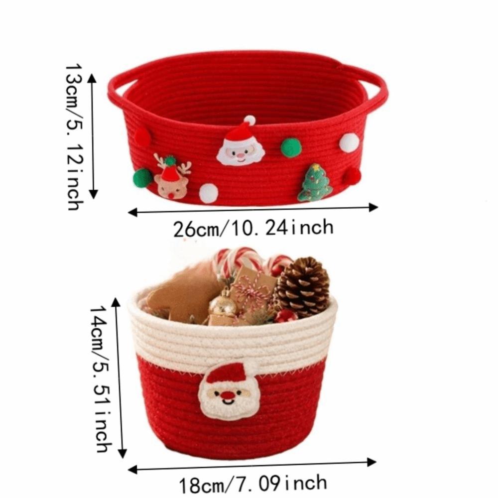 Cotton Rope Christmas Woven Storage Basket Multi-functional Sundries Storage Box for Living Room