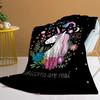 Cartoon Unicorn Flower Pattern Printed Blanket for Sofa Bed Travel Camping Living Room Office Conditioning Blanket