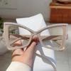 Trendy Retro Oversize Cat Eye Frame Women Crystal Shiny Decor Glasses Blue Light Blocking Ins Brand Design Eyewear