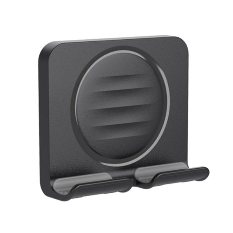 

B86 Multi-Functional Rotating Wall-Mount Cell Phone Holder Desktop ABS+Silicone Tablet Stand Black