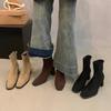 Neue Winter-Kurzplüsch-Damen-Knöchelboots Mode Quadratische Zehenpartie Kurze Stiefel Damen Elegant Niedriger Absatz Lange Stiefel