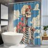 Artistic Floral Skeleton Shower Curtain - Unique Skeleton & Roses with Clouds,Washable Polyester,Ideal for Bathroom & Yard Decor