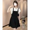 Trendy Black Straight-Leg Draping Suspender Pants for Women - Slimming, Versatile, Casual Summer Style