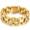 Gold Color 316L Stainless Steel Man Bracelet 20MM Wide 23.5CM Long Horsewhip Style Link Chain Men's Bracelets Jewelry Accessory