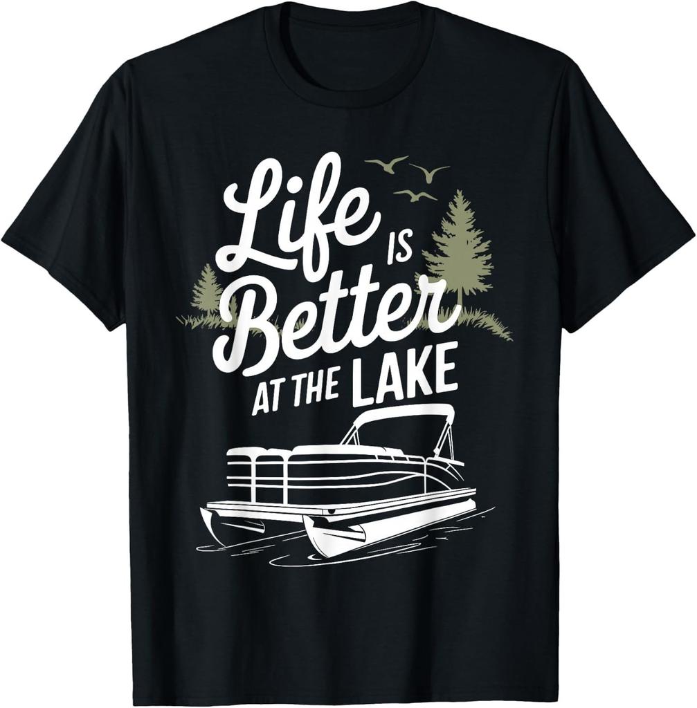 Funny Pontoon Boat Art for Men Women Pontoon Boat Captain T-Shirt
