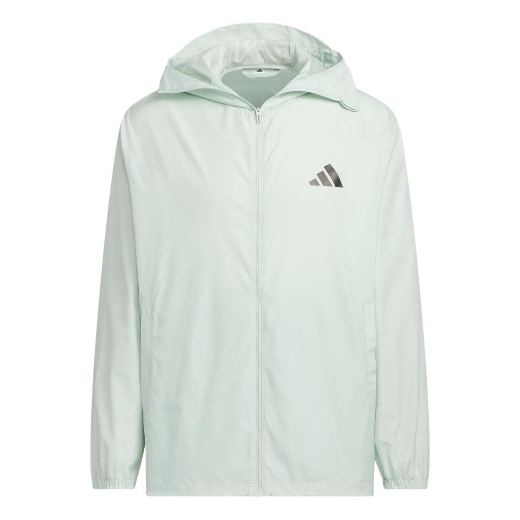 Adidas Water-Resistant Hooded Zip-Up Long Sleeve Jacket Unisex Jackets Linen-Green KA9291
