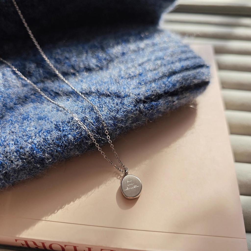 Korean titanium steel letter irregular round brand sweater chain simple temperament pendant collarbone necklace autumn and winter explosion item