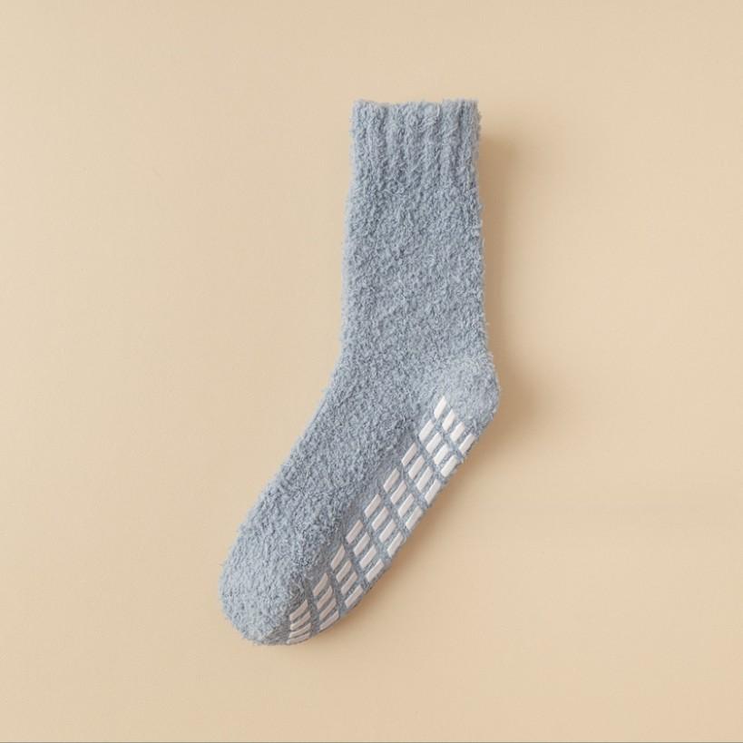 Autumn Winter Non-shedding Coral Fleece Socks Non-slip Adhesive Thickened Warm Couple's Half-fleece Floor Sleep Socks