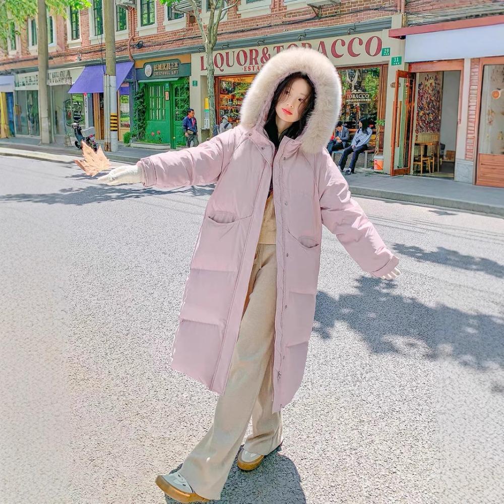 long down cotton-padded clothes for women's Korean thickened cotton-padded jackets, large sweater neck cotton-padded jackets, trendy.