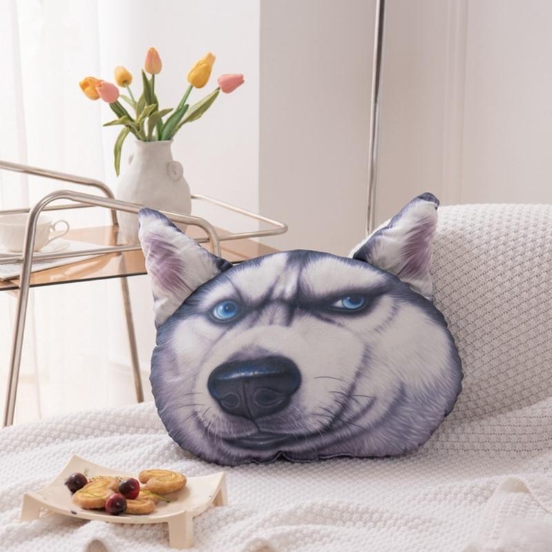 Realistic 3D Printed Dog Pillow Comfortable and Durability Plush Velvet Cushion for Animal Lover Optional Prints