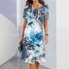 Women's Dresses 2024 Summer Women's Dresses Vintage Printing Travel Party Dresses Elegant Casual Loose Short Sleeve Blouse Y2k