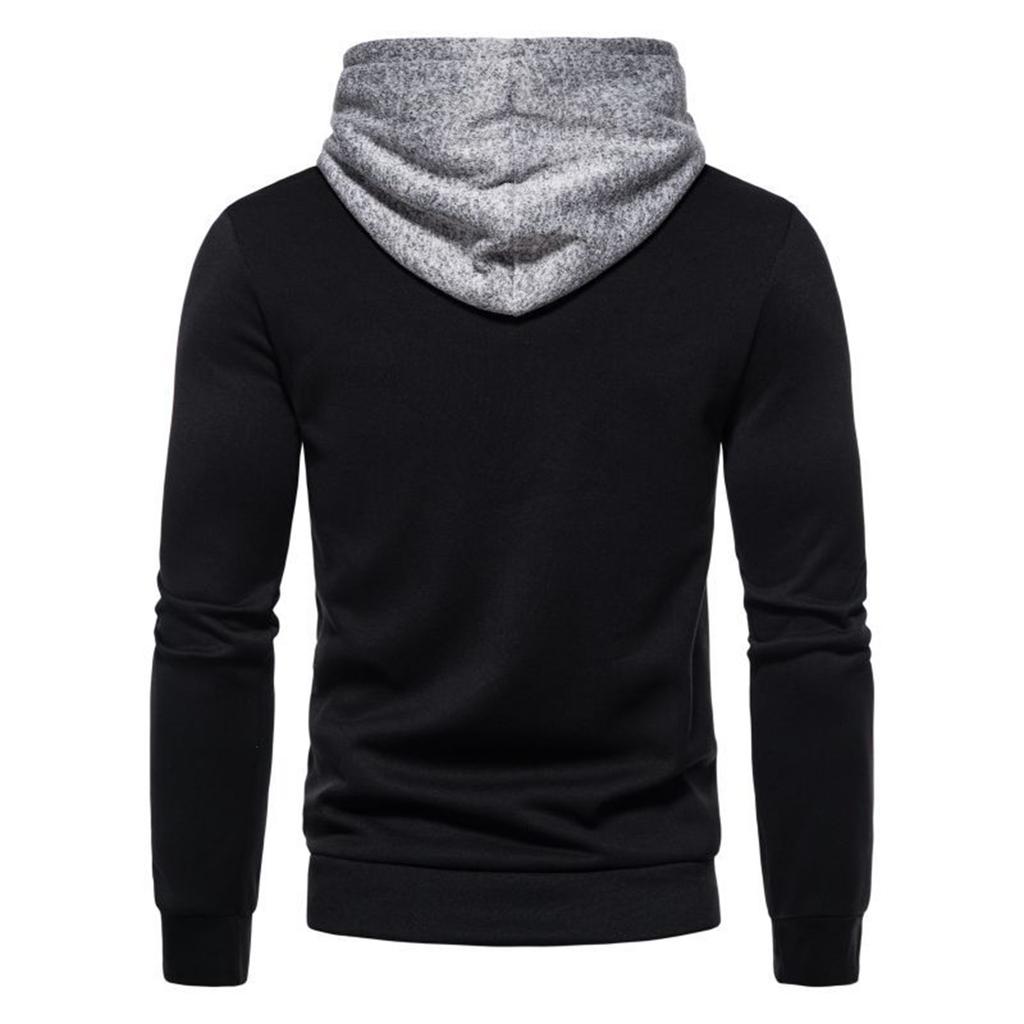 Men's  And Winter Hooded Leisure Contrast Color Long Sleeve Sweater Top Sports Clothes