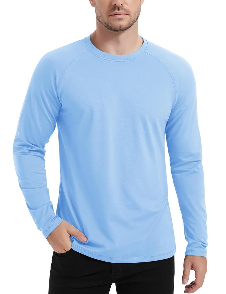 MAGCOMSEN Polyester for Winter Warm Fall Light Size M Men's Sweatshirt, Brushed-Lined, Sweat-Absorbent T-Shirt Hiking, Wear, Underwear, Wear, Blue,