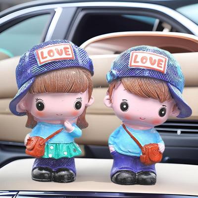 Cartoon Cowboy Couple Doll Figure for Car Decoration and Backpack Ornament