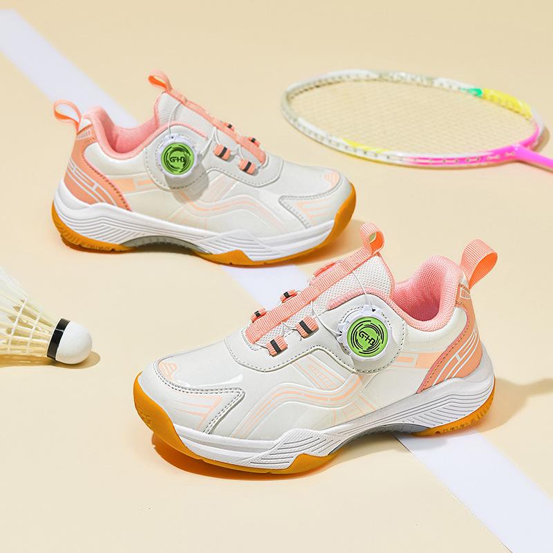 Wasserdichte Lederschuhe für Kinder zum Badmintonspielen mit Drehverschluss und rutschfester weicher Sohle für Jungen und Mädchen, Frühling/Herbst 2025