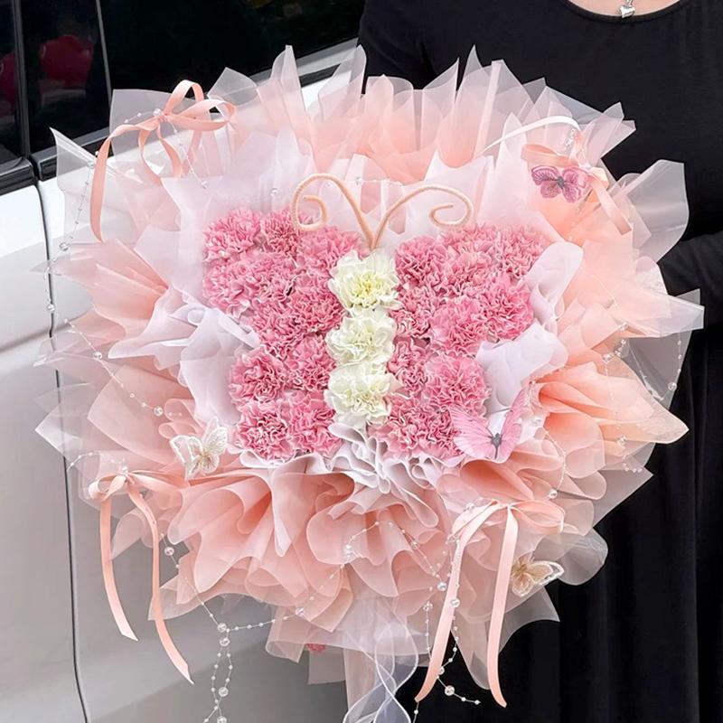 1Set Packaging Tool Fashion PVC DIY Packaging Material Mother's Day Bouquet Stand Butterfly-shaped Flower Arrangement