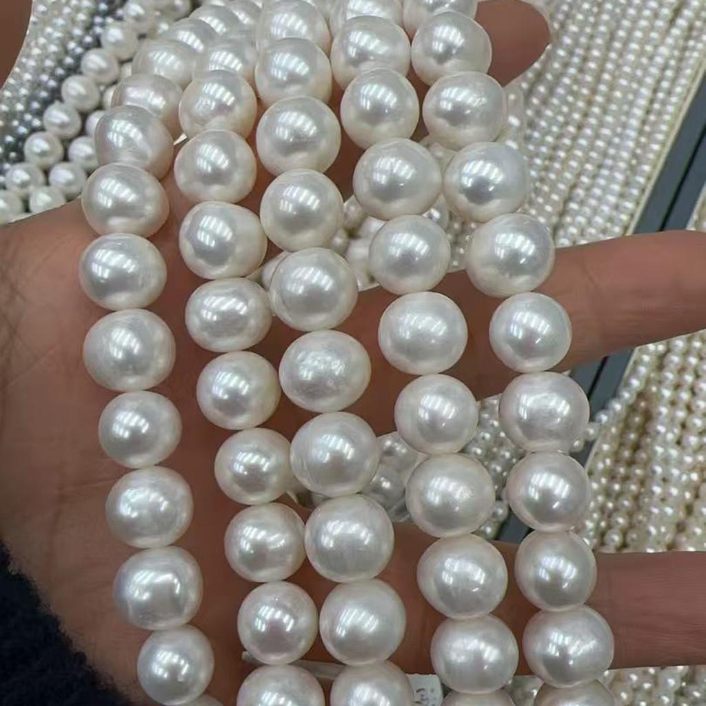 1String, White Natural Shell Mother of Pearl Beads, 10-11mm Round Beads for Jewelry Making DIY Necklace Bracelet Accessories, Bulk Wedding Gifts 36cm