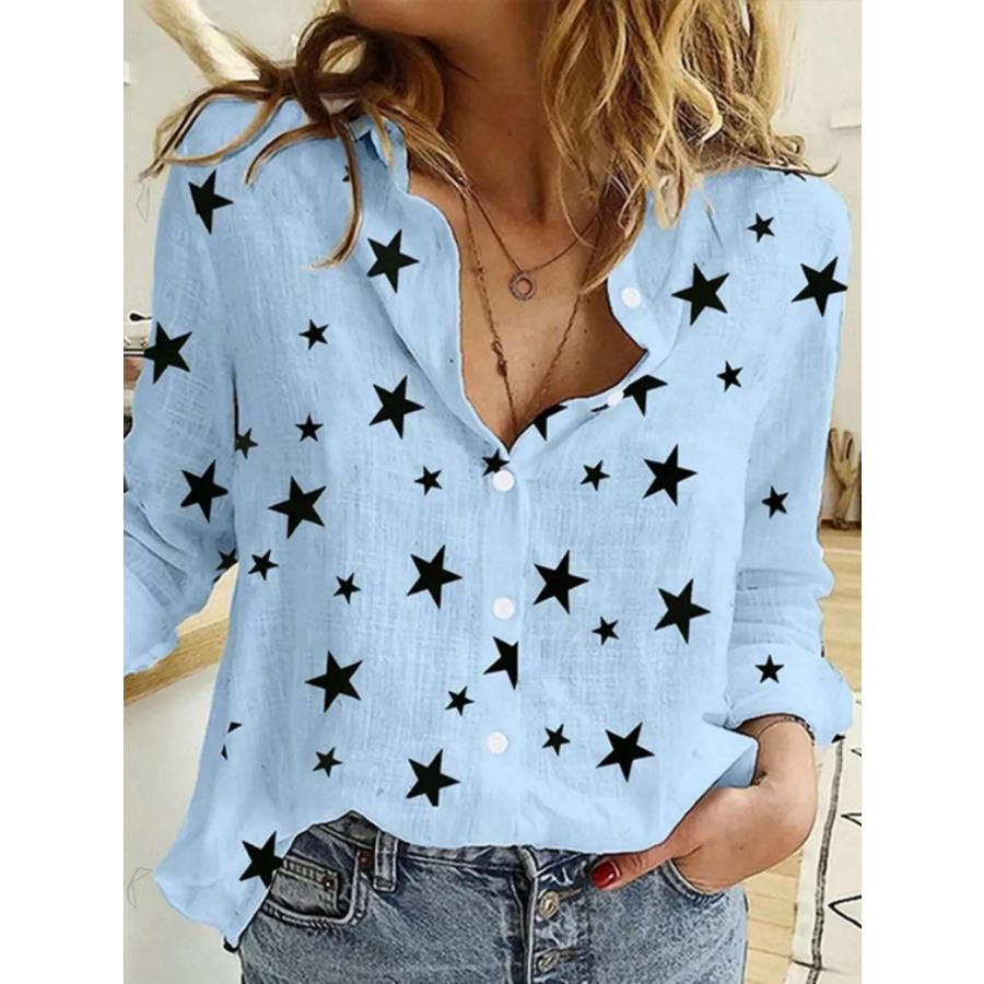 Polka Dot Printing Casual Long-sleeved Linen Shirt Women's Autumn and Winter New Women's Clothing