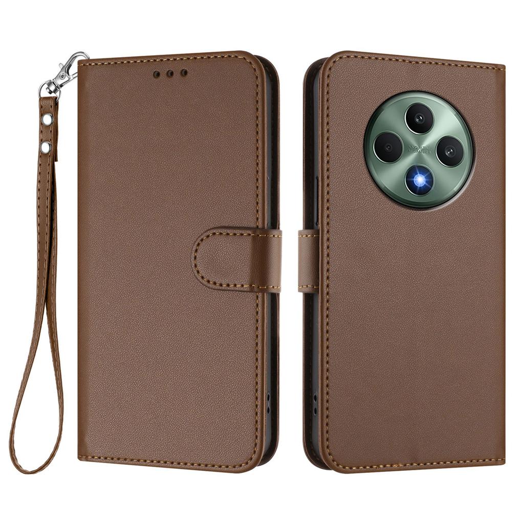 For Oppo Reno12 F 4G/Oppo Reno12 FS 5G/Oppo Reno12 F 5G Leather Case Wallet Stand Phone Cover with Wrist Strap