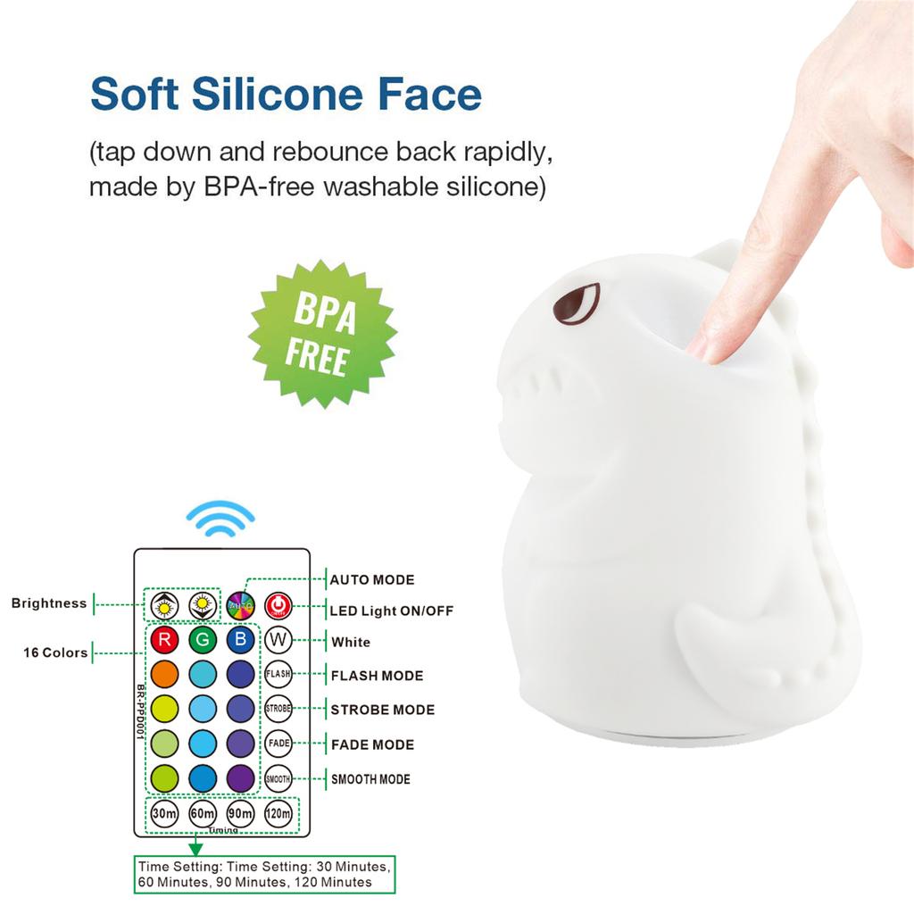 Dinosaur Night Light 16-color Led Touch Control Colorful Color-changing Bedroom Lamp Kids Birthday Gift